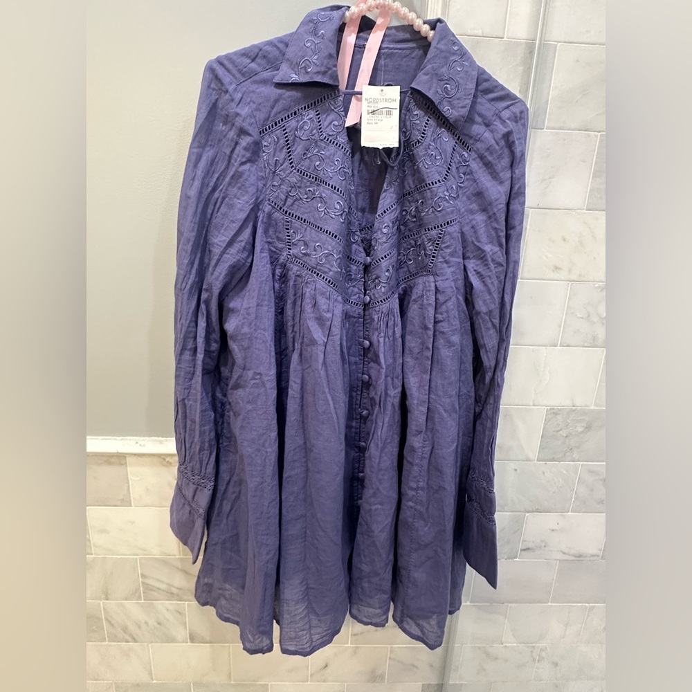 Free People Purple Embroidered Blouse - Picture 8 of 8